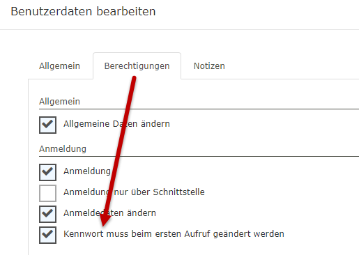 Ändern des Kennworts erzwingen